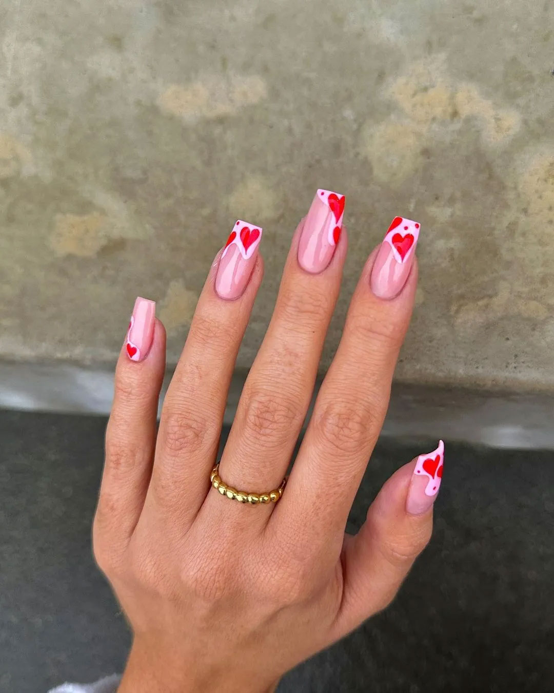Valentine's Day nails inspo heart design in 2022, Red acrylic nails,  Classy acrylic nails, Cute nails